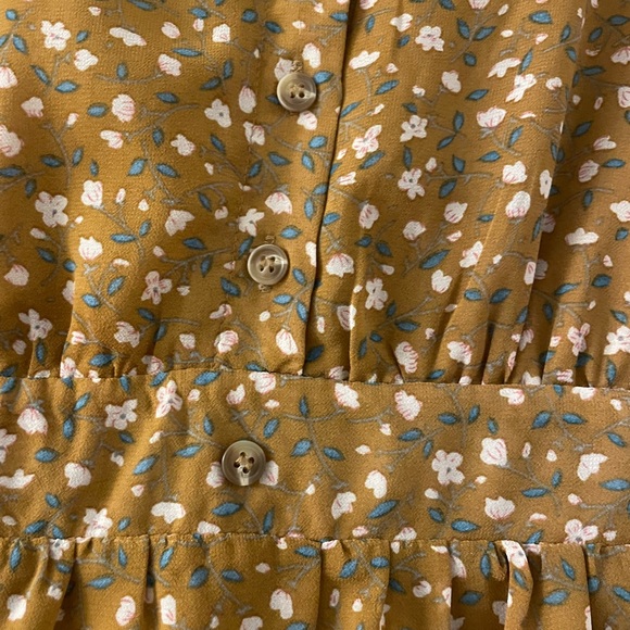 Mustard tie sleeve button front dress from Piper & Scoot size XS - Picture 2 of 4